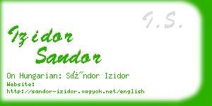 izidor sandor business card